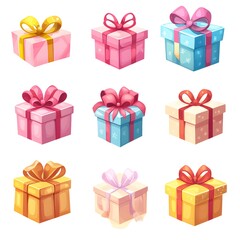 set of colorful gift boxes