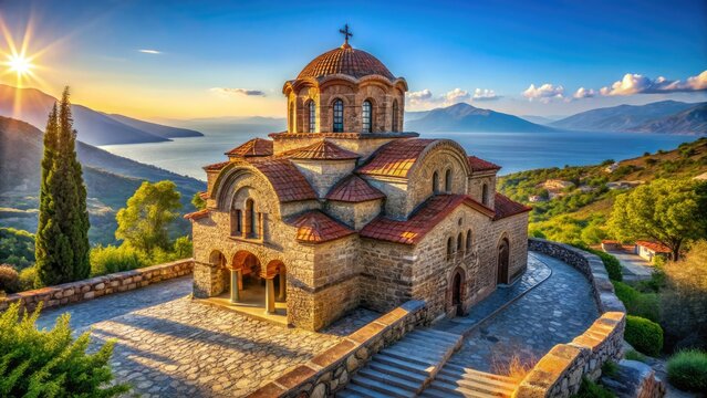 Taxiarches Church, Aeropoli: A breathtaking panoramic view showcasing stunning architecture and scenic Greek landscape.