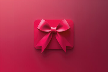 Bright red gift card adorned with a bow against a seamless pink background evokes celebration and generosity