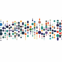 Abstract Background Illustration Displays Colorful Circles and Ovals in a Rhythmic Pattern on White