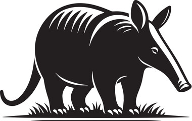Obraz premium Black Color Aardvark Silhouette Vector Illustration design, Solid White Background