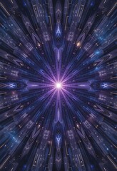 Fototapeta premium Abstract Kaleidoscopic Cityscape Night Lights Design