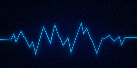 Glowing Blue Line Forms an Abstract Wave Pattern Against a Dark, Starry Background.