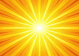 Fototapeta premium Vibrant yellow sunburst pop art banner. Modern design, perfect for sales. JPG format.