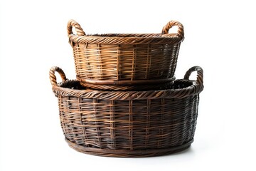 Two Stacked Wicker Baskets: A Rustic and Elegant Storage Solution for Home Organization
