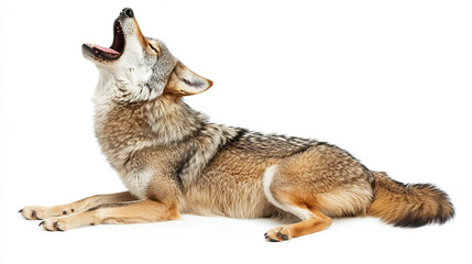 Obraz premium A wolf howling on a white background