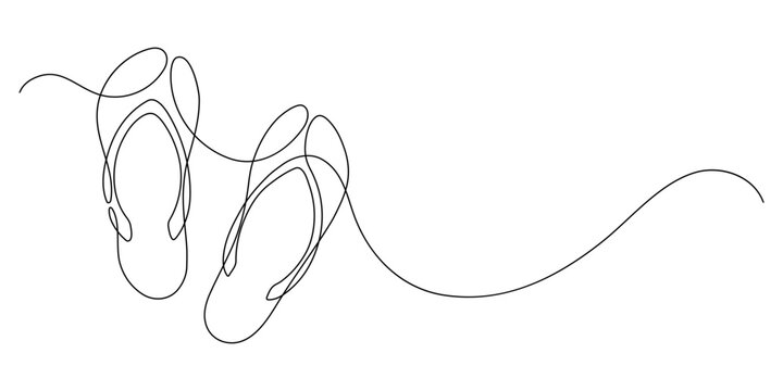 Flip flops. Continuous line drawing. Frame border.