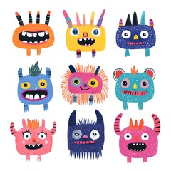 set of funny monsters