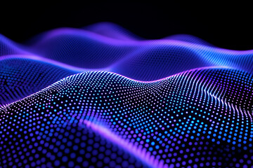 An abstract digital background featuring delicate lavender flowers intertwined with glowing blue and black connecting data points