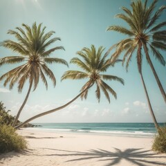 Obraz premium Golden Beach and Palm Trees in Vintage Style.jpeg