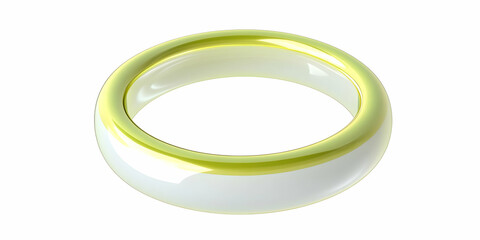 3D Rendered Green and White Ring Isolated on White Background.