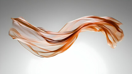 Flowing Brown Fabric Creates Elegant Curves in Mid-Air Against a Soft Gray Backdrop