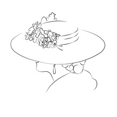 hand drawn vector illustration of a lady with hat