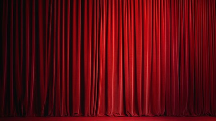 Vibrant red curtain set for a dramatic theater performance, theater red curtain for advertisement banner, theatre advertising image