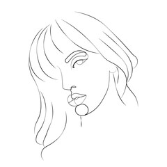 sketch girl with long hair