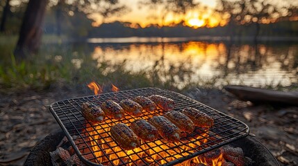 Sunset BBQ by the Lake: Grilling Corn on the Cob