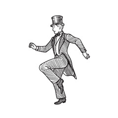 Obraz premium Dancing Man in Flow - Vector Line Art for Creative Dance Illustrations - Man Dancing Silhouette - Dancing Man Vector - Man Dancing Doodle - Dance Illustration - Dancing Man Line Art 