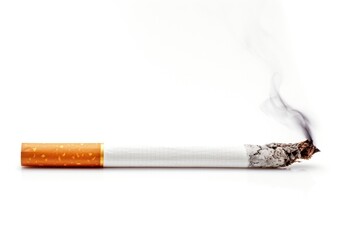 Cigarette smoking smoke white background.