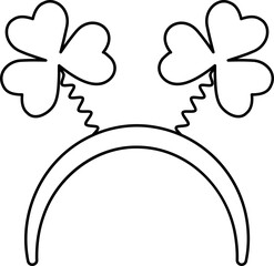 St.Patrick's Day Party shamrock headband outline.
Cute clover headpiece coloring page.
Hair Styling. 
Costume Dress Up. 
Transparent background.
