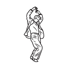 Dancing Man in Expressive Pose - Simple Vector Line Art for Posters - Man Dancing Silhouette - Dancing Man Vector - Man Dancing Doodle - Dance Illustration - Dancing Man Line Art
