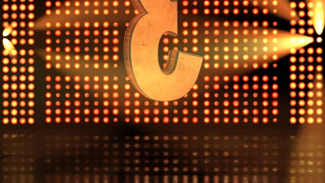 3D rendering of Number 3 (three) with flashing strobe lights in the background, ideal for countdowns