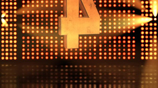 3D rendering of Number 4 (four) with flashing strobe lights in the background, ideal for countdowns