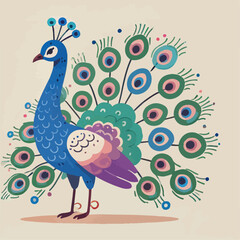 peacock cartoon vector illustration