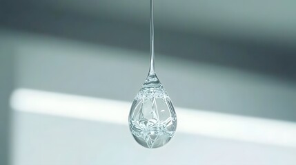 Abstract Hanging Crystal Clear Water Drop Liquid