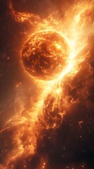 Fototapeta premium A background of a pulsating orb with radiant energy streams emanating outward.