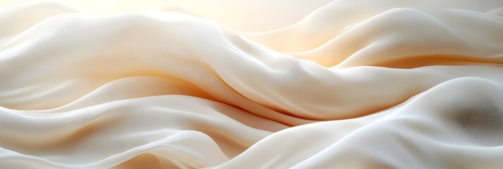 Fototapeta premium A background of a single abstract wave shape in soft beige with the rest in white.