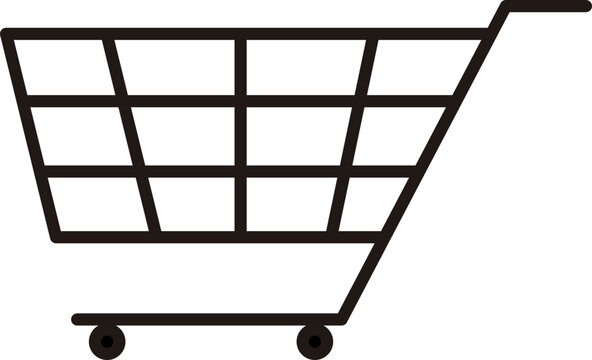 &Iacute;cone de carrinho de compras vetorial minimalista para e-commerce e lojas online, Minimalist shopping cart vector icon for e-commerce and online stores
