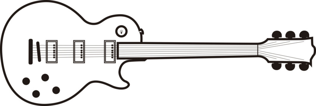 Guitarra Les Paul vetorial detalhada para projetos musicais e art&iacute;sticos, Detailed Les Paul vector guitar for musical and artistic projects