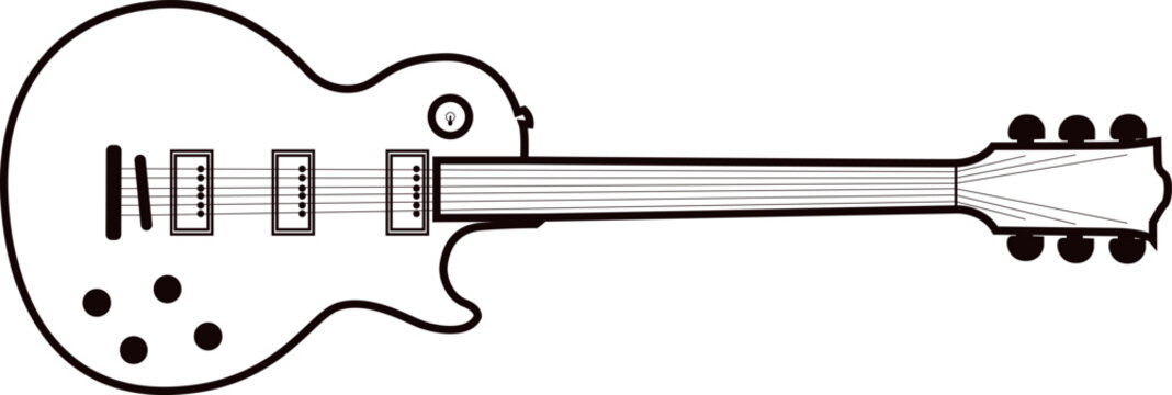 Guitarra Les Paul vetorial detalhada para projetos musicais e art&iacute;sticos, Detailed Les Paul vector guitar for musical and artistic projects