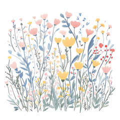 Flowers and leaves in pictures illustrator2D