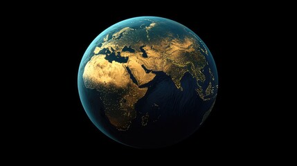 Fototapeta premium glowing digital earth globe centered on middle east global connectivity and data transfer concept 3d render