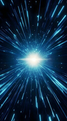 Obraz premium Abstract Background with Blue Light Rays Radiating from a Central Bright Source in the Darkness