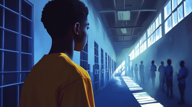 Insightful depiction of juvenile justice focusing on rehabilitation programs diversion initiatives and innovative legal practices aimed at reforming young offenders and preventing recidivism