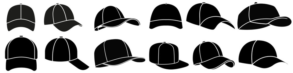 Baseball cap icon vector set. Baseball illustration sign collection. Headdress symbol or logo.