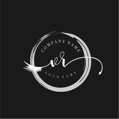 VR Elegant Circular Logo Design with Feather and Calligraphic Text