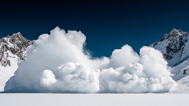 Dramatic avalanche in snowy mountains creates chaos and excitement. powerful force of nature showcases beauty and danger of winter landscapes
