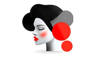 Serene Female Portrait With Geometric Abstract Design Elements