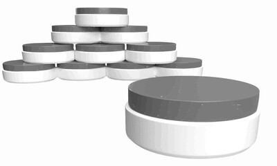 Stack of cream jars 3d