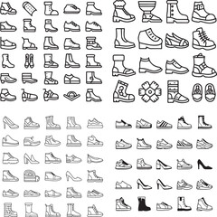 Obraz premium line art illustration icon set shoes 