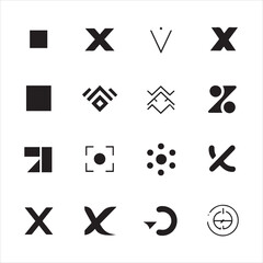 logos of the letter X Each logo is designed in black.
