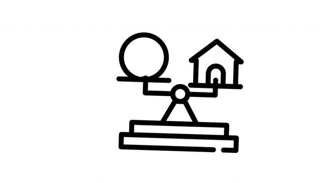 Stability coin and house depict financial balance. Ideal for finance, investments, real estate concepts, and illustrating the concept of balance.
