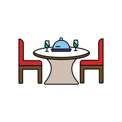 dinner table lineal color line  icon with white background vector stock illustration