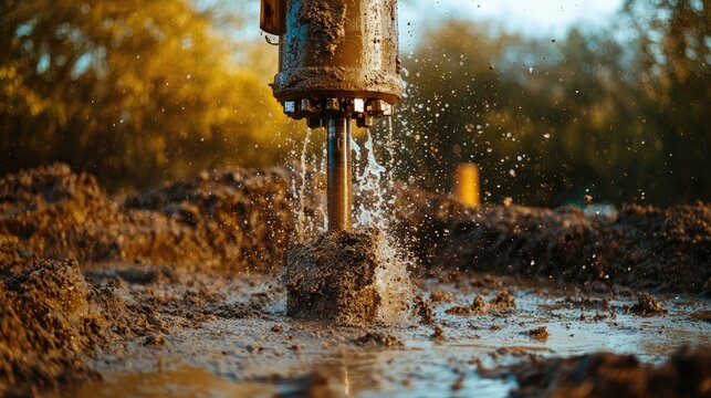Clean water drilling construction of artesian wells with drilling mud discharge