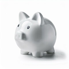 Obraz premium Classic White Piggy Bank on White Background