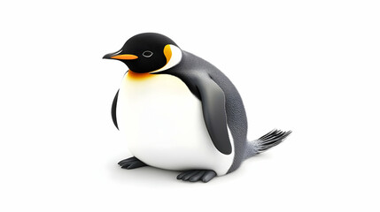Fototapeta premium 3D Emperor Penguin Stands Proudly on a White Background