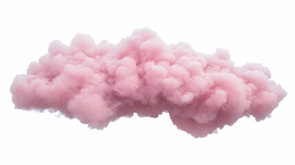 Pink Cloud of Smoke or Dust Forms a Soft, Fluffy Mass against a White Background